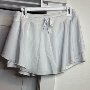 White Tennis skort - Flowy Skort with Drawstring size L